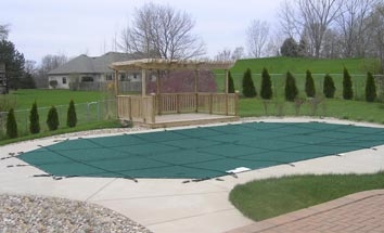 PoolTux Royal 12' X 24' Mesh Safety Cover | Green | No Step | CSPTGME12240