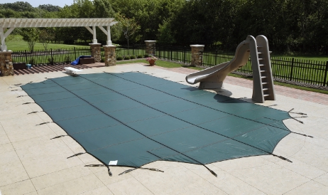 Arctic Armor 16' x 32' Mesh Safety Pool Cover | 4' x 8' Flush Left Step | Rectangle Green |  WS337G