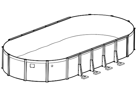 Azor 15' x 26' Oval Above Ground Pool | 54" Wall | Pool Assembly Only with Skimmer | PAZO-YE152654RRRRRRI10