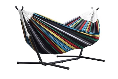 Vivere Double Cotton Hammock with Stand | 9-Foot Rio Night | UHSDO9-27