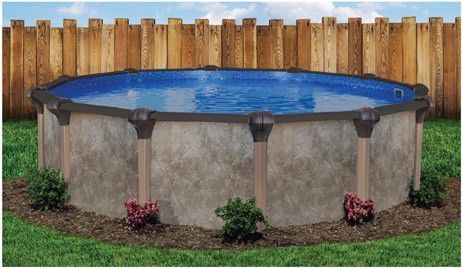 Coronado 30' Round Resin Hybrid Above Ground Pool Kit | <b>White In-Wall Pool Step</b> | Standard Package | 54" Wall | 65281