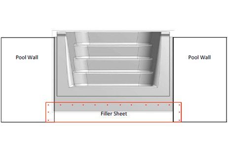 6' White Straight Cantilever Pool Step for 14' x 28' Rectangle HydroSphere Semi-Inground Pool with 6" Radius Corner | K3FS-1428T66SW | 67223