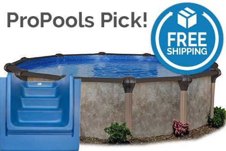 Coronado 21' Round Resin Hybrid Above Ground Pool Kit | <b>Blue In-Wall Pool Step</b> | Standard Package | 54" Wall | 67249