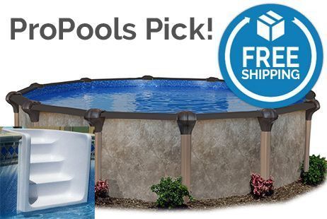 Coronado 21' Round Resin Hybrid Above Ground Pool Kit | <b>White In-Wall Pool Step</b> | Premier Package | 54" Wall | 67250