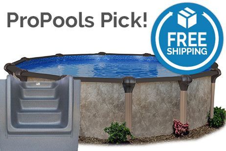 Coronado 21' Round Resin Hybrid Above Ground Pool Kit | <b>Gray In-Wall Pool Step</b> | Premier Package | 54" Wall | 67251