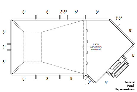 14'-0" x 18'-2" x 28'-10" Lazy-L In Ground Pool Sub-Assembly Kit with 6" Radius Corners | 67581