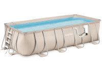 12' x 24' Rectangle Frame Above Ground Pool Package | 52" Light Wicker Wall | NB2234