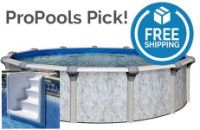 Tahoe 24' Round Resin Hybrid Above Ground Pool Kit | <b>White In-Wall Pool Step</b> | Standard Package | 54" Wall | 67269