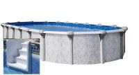 Tahoe 18' x 33' Oval Resin Hybrid Above Ground Pool Kit | <b>White In-Wall Pool Step</b> | Premier Package | 54" Wall | 67302