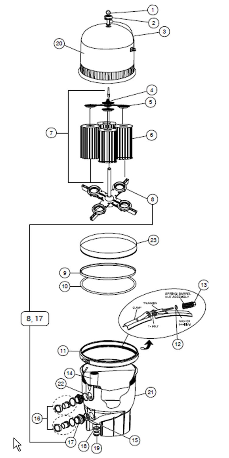 Pentair Clean & Clear Plus  Cartridge Filter | 420 Sq. Ft. | EC-160301 Parts Schematic