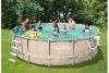 18' Round Frame Above Ground Pool Package | Light Wicker Wall Pattern | 52" Wall | NB2232