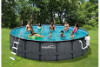 15' Round Frame Above Ground Pool Package | Dark Wicker Wall Pattern | 48" Wall | NB2131