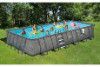 12' x 24' Rectangular Frame Above Ground Pool Package | Dark Wicker Wall Pattern | 52" Wall | NB2134